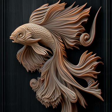 3D model Brush   tailed fighting fish fish (STL)